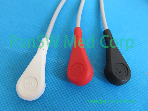 PanSW 3-lead monitoring lines with snap connectors using AHA AAMI standard color code